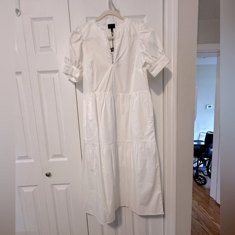 WHO WHAT WEAR, shirt dress, puffy sleeves, tiered skirt, NWT, size Small.